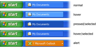 Taskbar button states