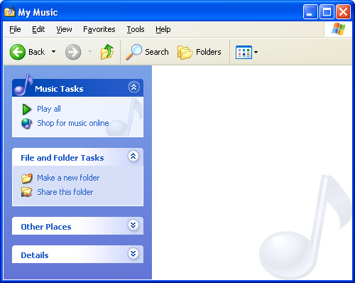 Example of the My Music special folder